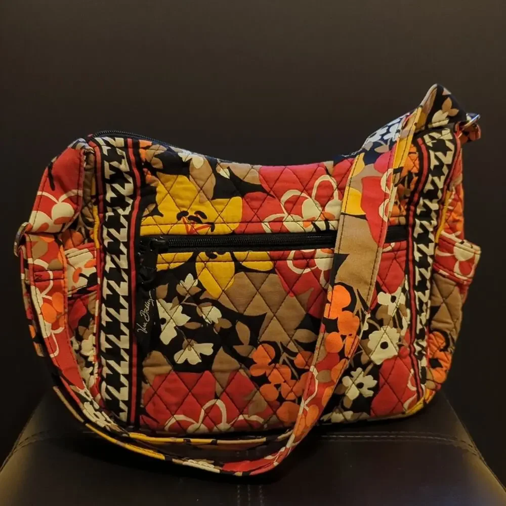 Vera Bradley Quilted Floral Bittersweet Houndstooth Print Crossbody Shoulder Bag